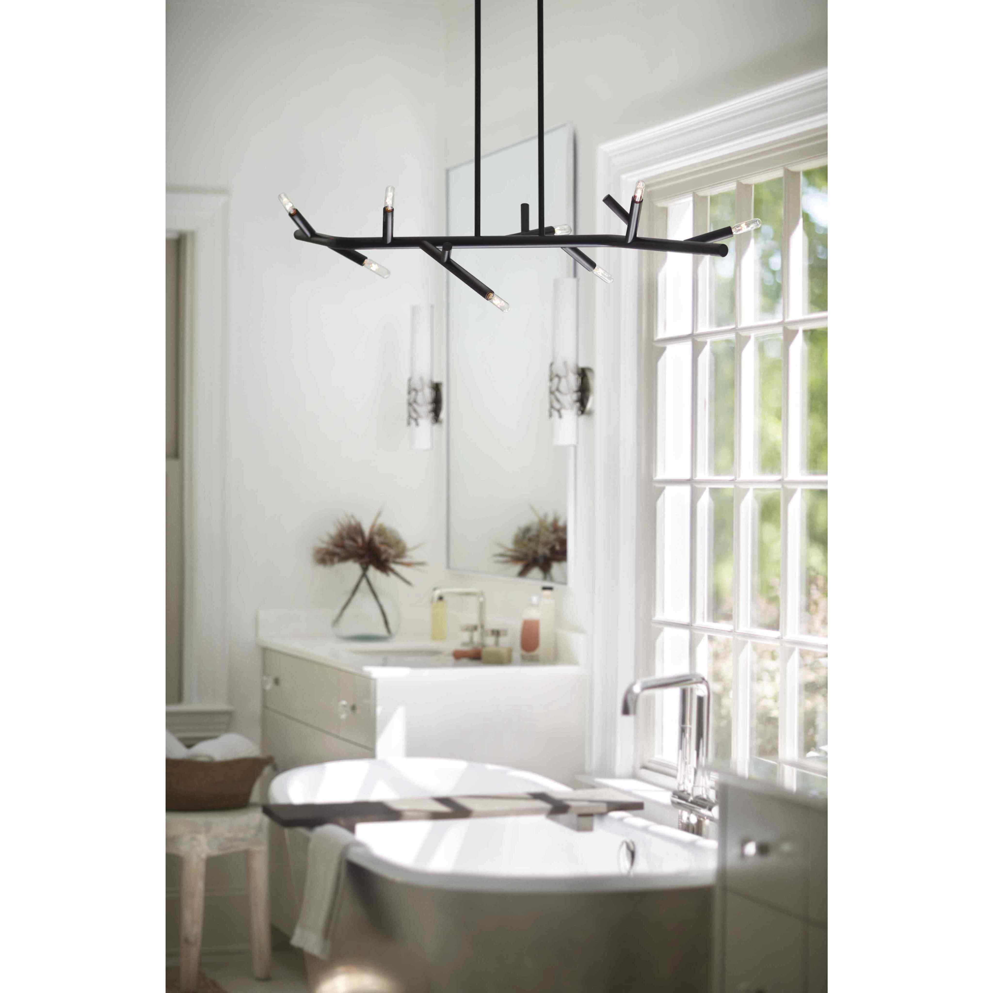 Twiggy 8 Light 38 inch Black Indoor Linear Chandelier Ceiling Light