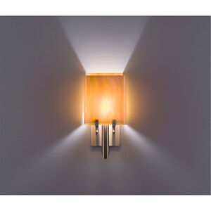 Dessy One / 8 1 Light 14 inch Stainless Steel ADA Wall Sconce Wall Light in Amber, Toffee, Double Glass
