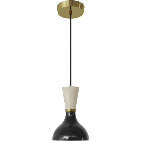 Clare 1 Light 7 inch Obsidian and Bone with Modern Brass Pendant Ceiling Light