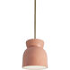 Radiance Collection LED 8 inch Hammered Brass with Polished Chrome Pendant Ceiling Light