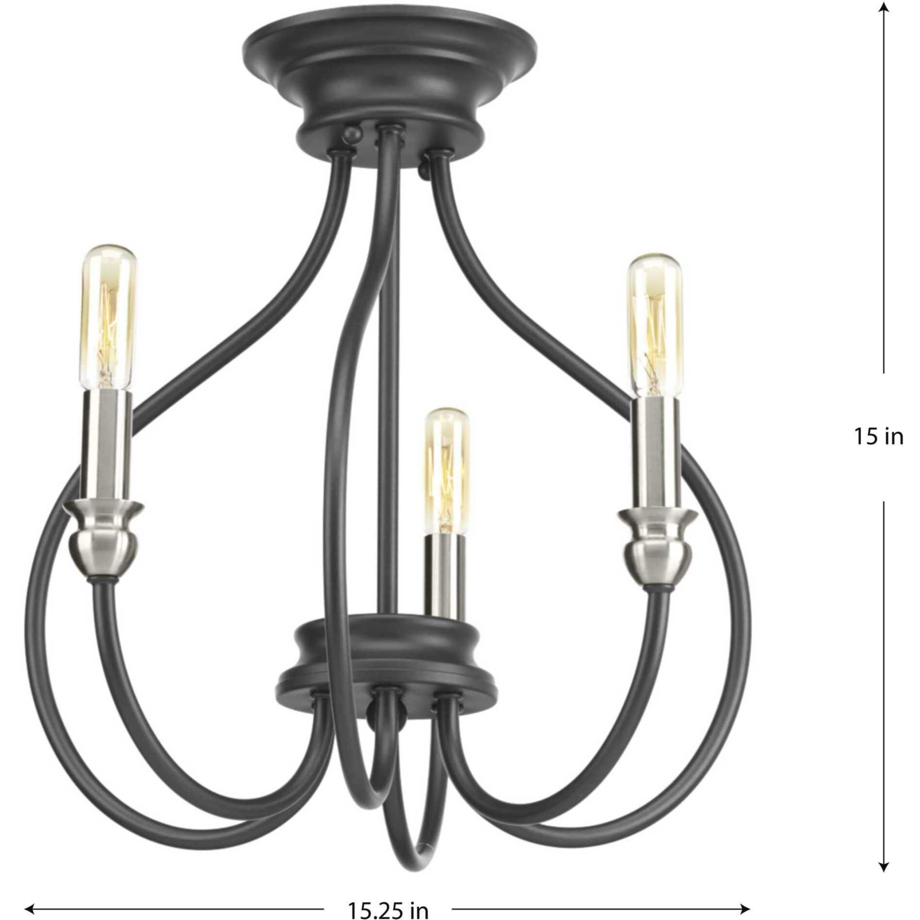 Whisp 3 Light 15 inch Graphite Semi-Flush Mount Convertible Ceiling Light