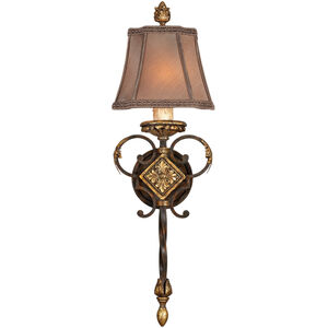 Castile 1 Light 9 inch Bronze Sconce Wall Light in Hand-Sewn Shade 