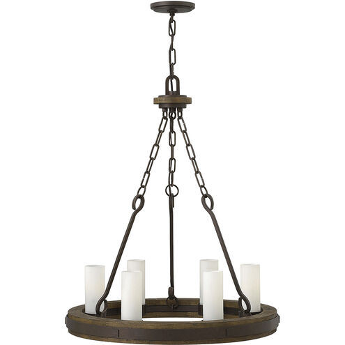 Cabot LED 24 inch Rustic Iron with Vintage Walnut Indoor Chandelier Ceiling Light