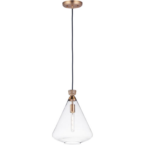 Abbott 1 Light 13 inch Weathered Oak/Antique Brass Single Pendant Ceiling Light