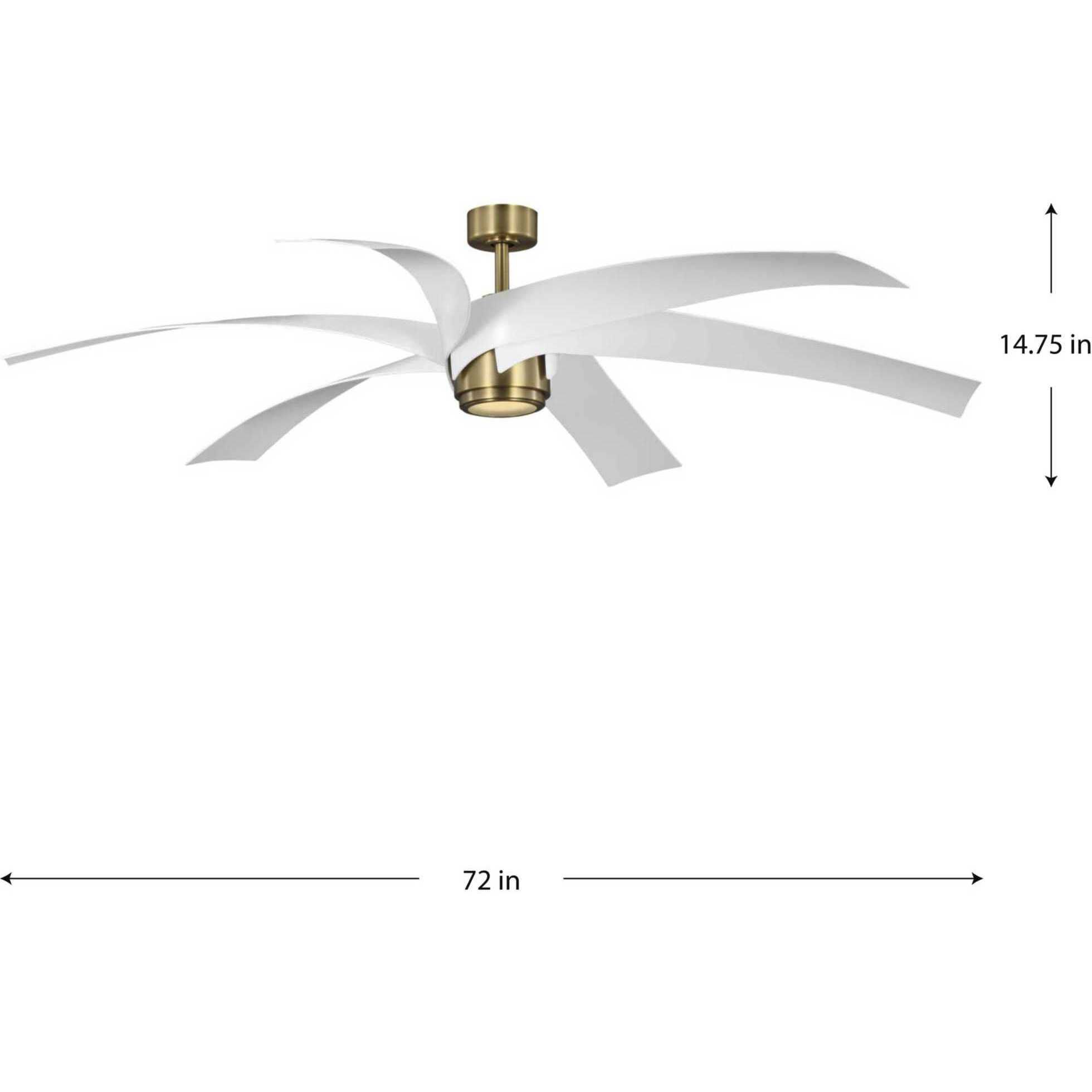 Insigna 72 inch Vintage Brass with Matte White Blades Ceiling Fan