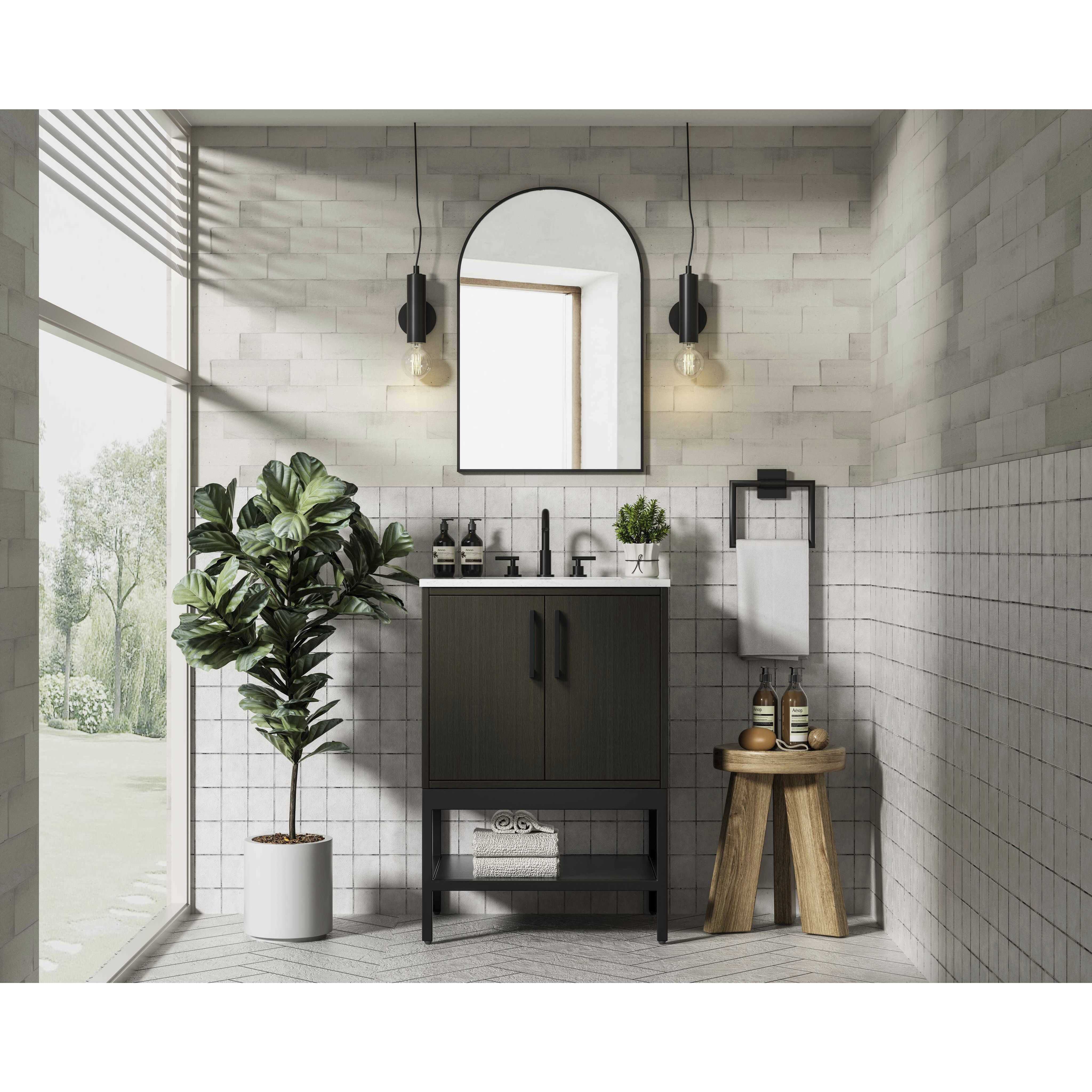 Lennox 24 X 34 inch Mocha Brown Bathroom Vanity Cabinet