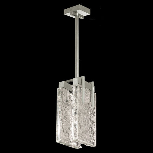 Terra LED 8 inch Silver Pendant Ceiling Light in Clear Studio Glass