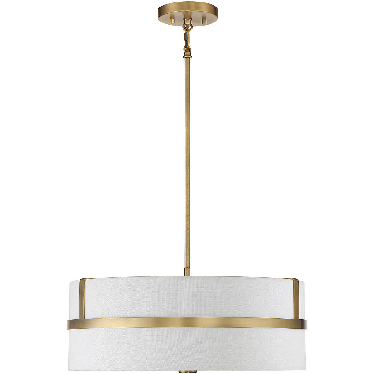 Contemporary 4 Light 20 inch Natural Brass Pendant Ceiling Light