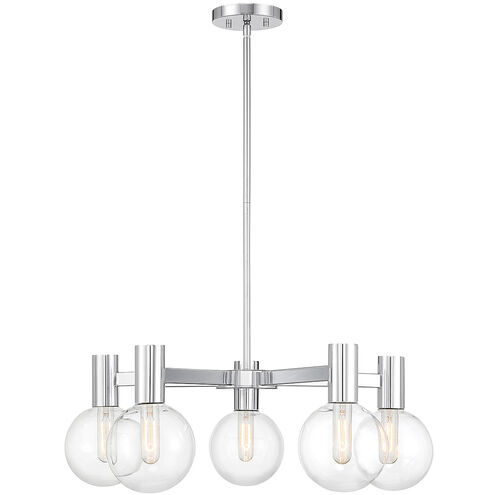 Wright 5 Light 28 inch Polished Chrome Chandelier Ceiling Light