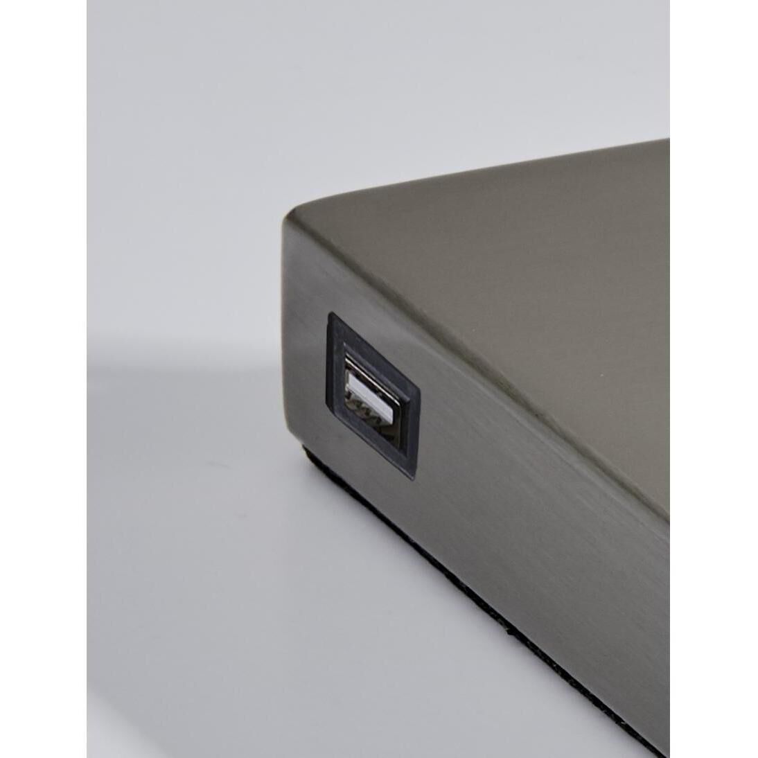 Collette 12 inch 7.00 watt Brushed Steel Desk Lamp Portable Light, with AdessoCharge Wireless Charging Pad and USB Port