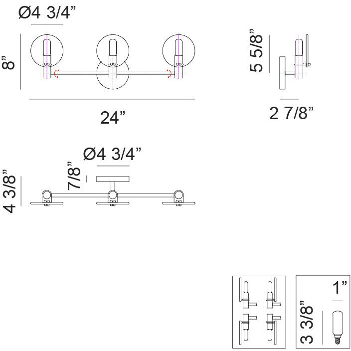 Cloudburst 3 Light 24 inch Champagne Gold Wall Sconce Wall Light