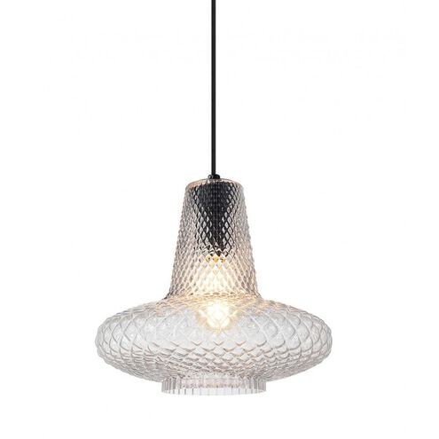 Quilted Gem 1 Light 13 inch Matte Black Pendant Ceiling Light in Clear