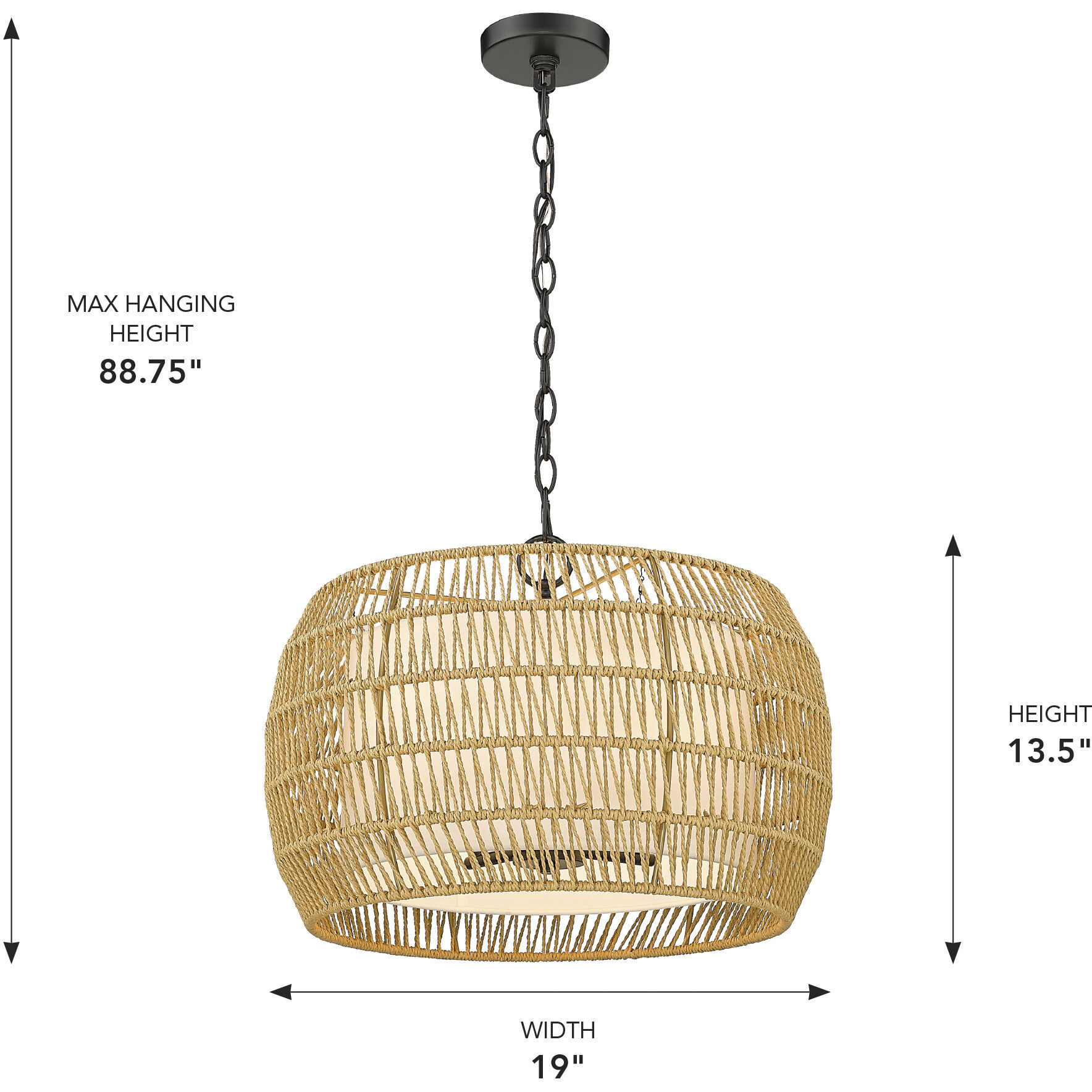 Everly Pendant Ceiling Light in Natural Rattan