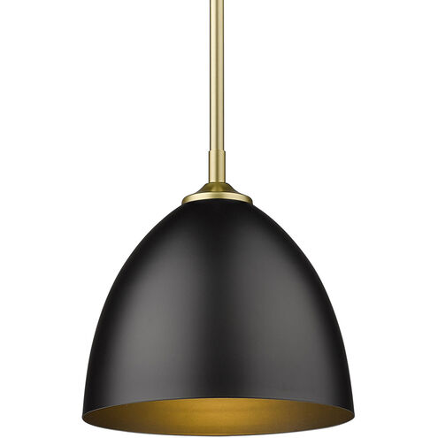 Zoey 1 Light 9 inch Olympic Gold Mini Pendant Ceiling Light in Matte Black, Small