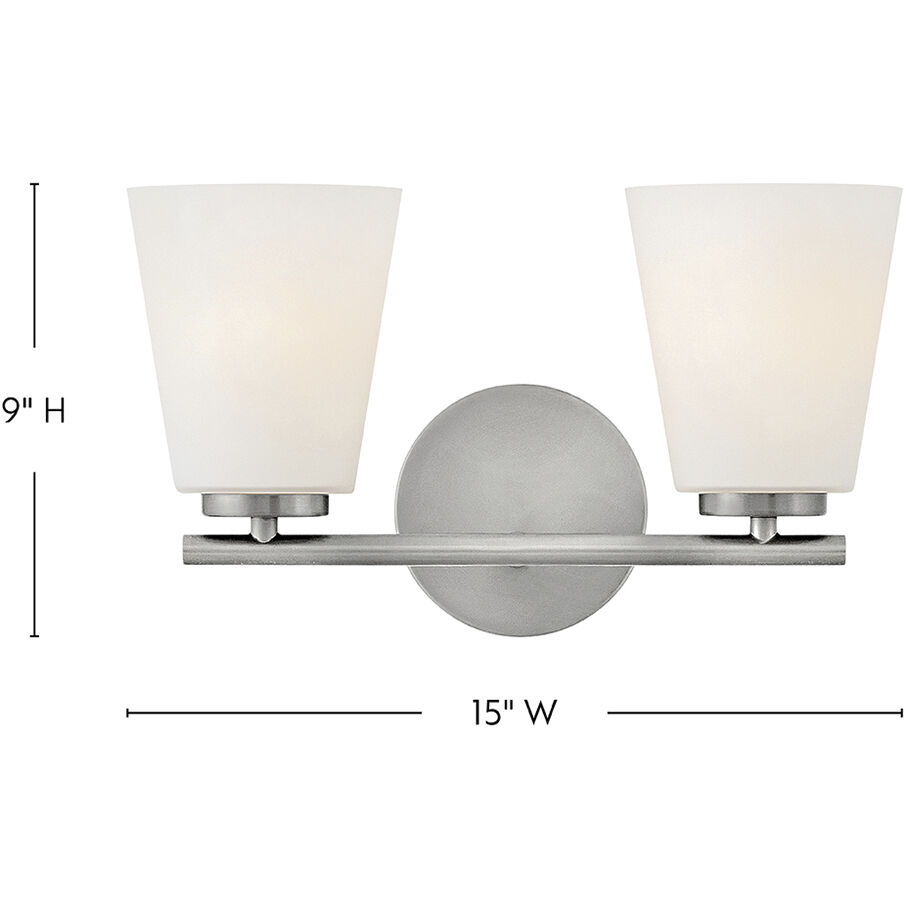 Bri 2 Light 15 inch Brushed Nickel Bath Light Wall Light