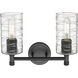 Downtown Urban Crown Point 2 Light 13.88 inch Matte Black Bath Vanity Light Wall Light in Deco Swirl