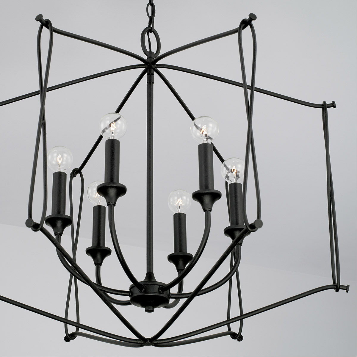 Bentley 6 Light 28 inch Black Iron Foyer Light Ceiling Light