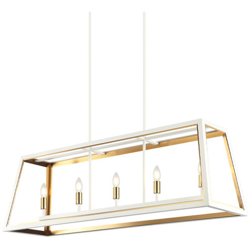 Rosalie 5 Light 12 inch White and Aged Gold Brass Pendant Ceiling Light