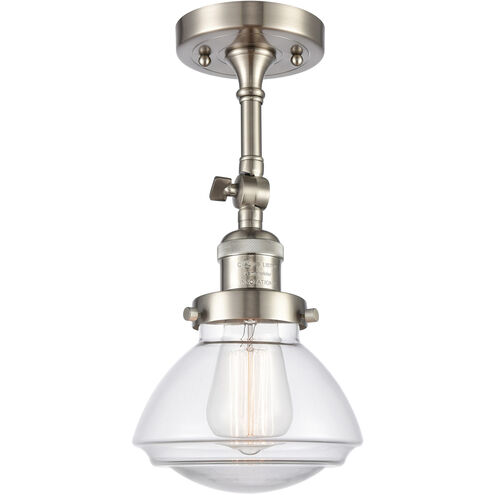 Franklin Restoration Olean LED 7 inch Brushed Satin Nickel Semi-Flush Mount Ceiling Light in Clear Glass, Franklin Restoration