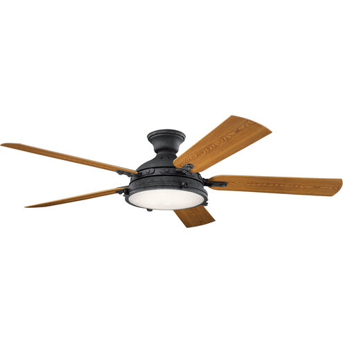 Hatteras Bay 60 inch Distressed Black with Walnut Blades Ceiling Fan