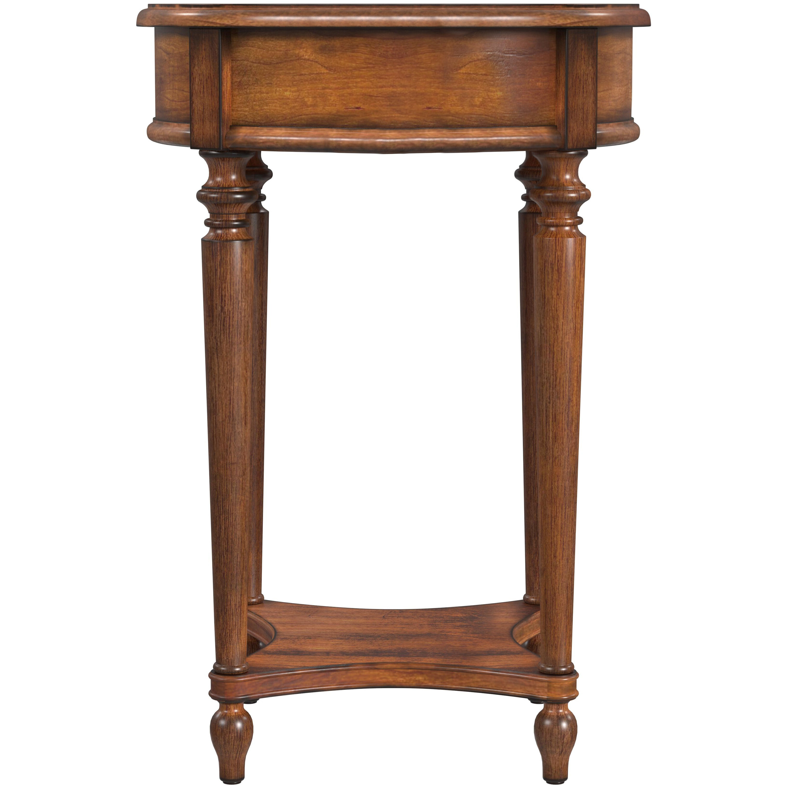 Jules 1-Drawer Round End Table in Medium Brown