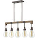 Denton LED 36 inch Industrial Iron with Vintage Walnut Indoor Linear Chandelier Ceiling Light