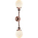 Franklin Restoration Beacon 2 Light 17 inch Antique Copper Bath Vanity Light Wall Light in Matte White Glass, Franklin Restoration