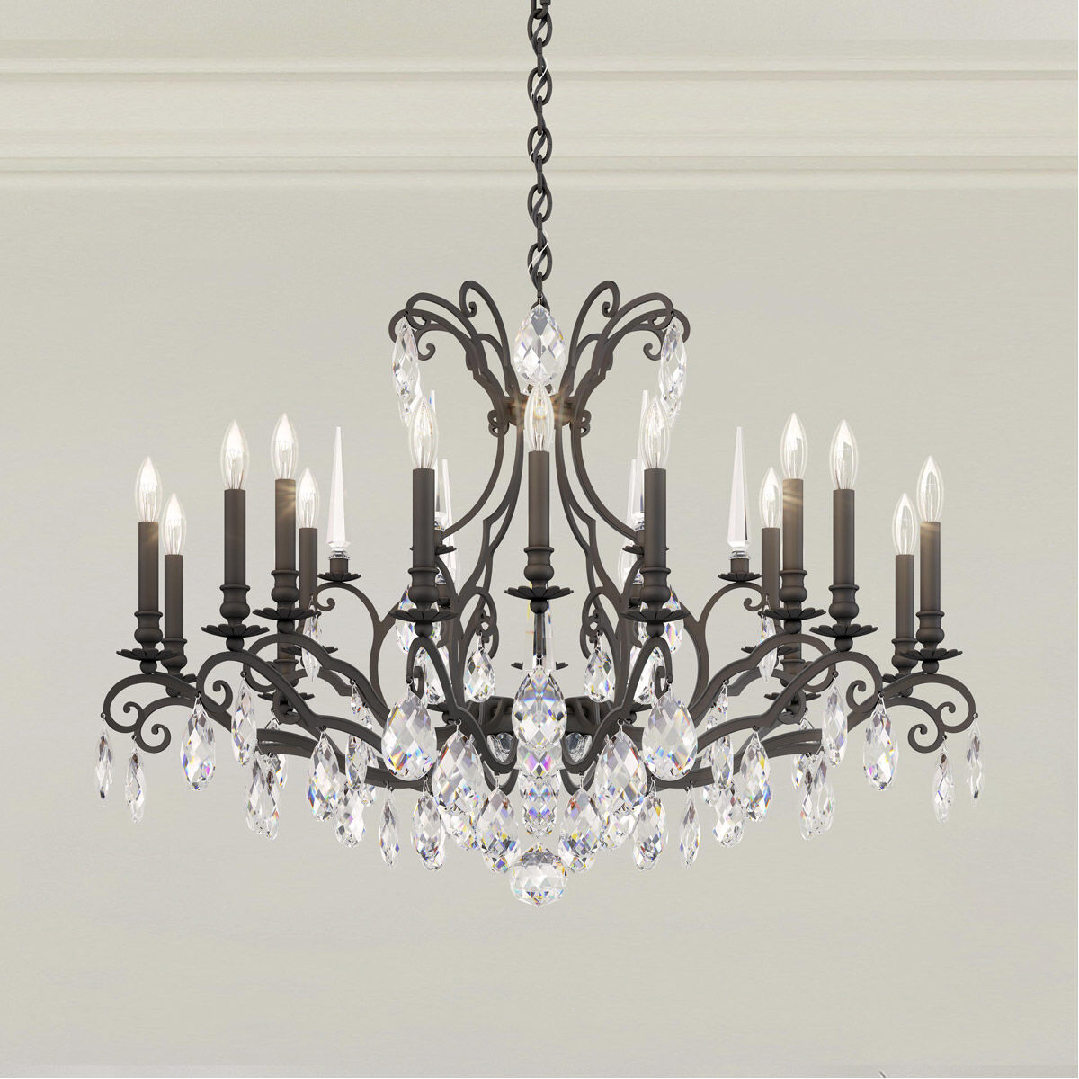 Renaissance Nouveau 18 Light 40 inch Black Chandelier Ceiling Light, Adjustable Height