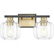 Oxley 2 Light 17.5 inch Matte Black and Brass Vanity Wall Light