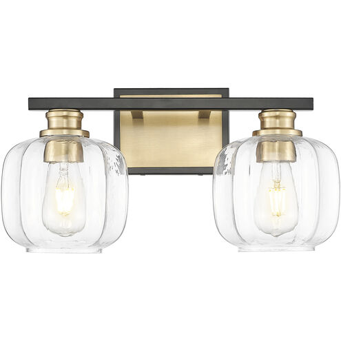 Oxley 2 Light 17.5 inch Matte Black and Brass Vanity Wall Light