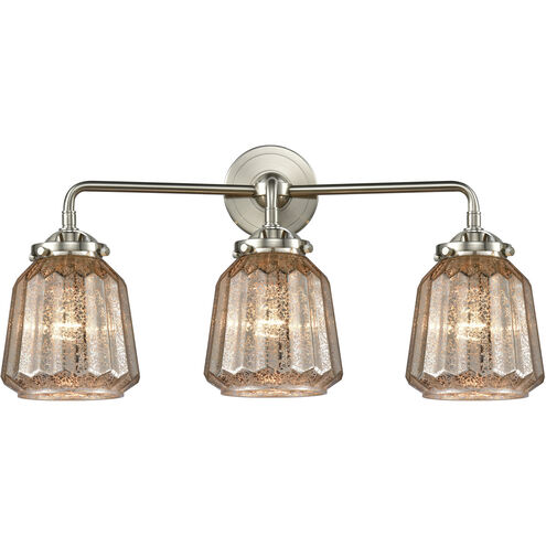 Nouveau Chatham LED 24 inch Brushed Satin Nickel Bath Vanity Light Wall Light in Mercury Glass, Nouveau