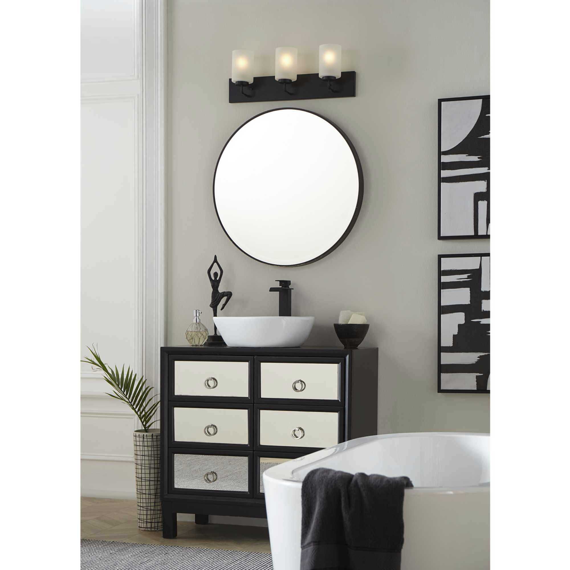Merry 3 Light 24 inch Matte Black Bath Vanity Light Wall Light