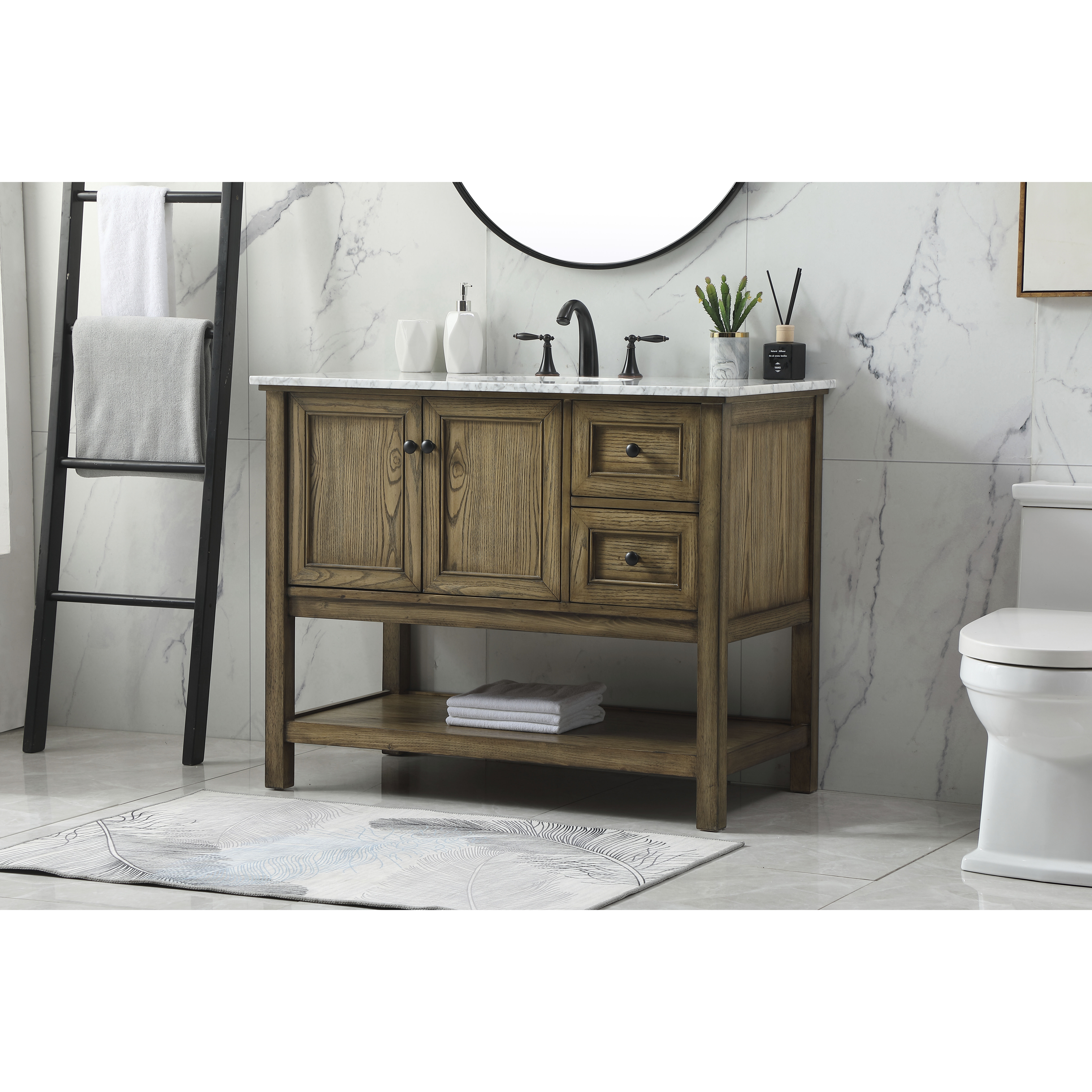 Metropolis 42 X 22 X 34 inch Driftwood Vanity Sink Set