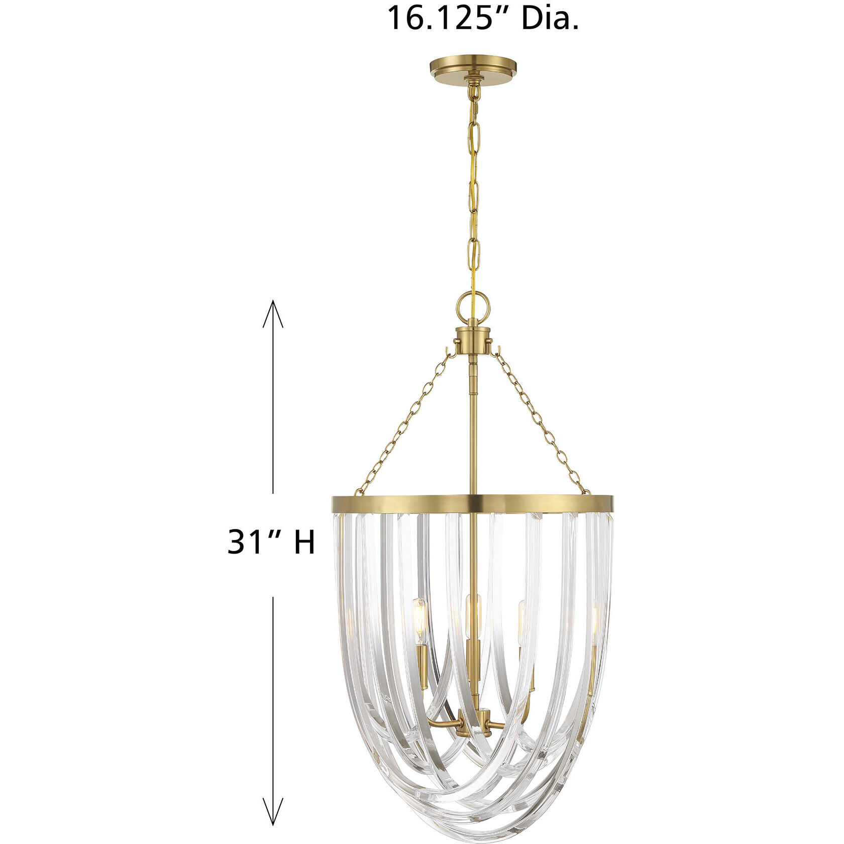 Jennings 3 Light 16.13 inch Warm Brass Pendant Ceiling Light