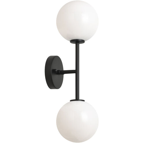 Novo 2 Light 5 inch Black Wall Sconce Wall Light in Opal