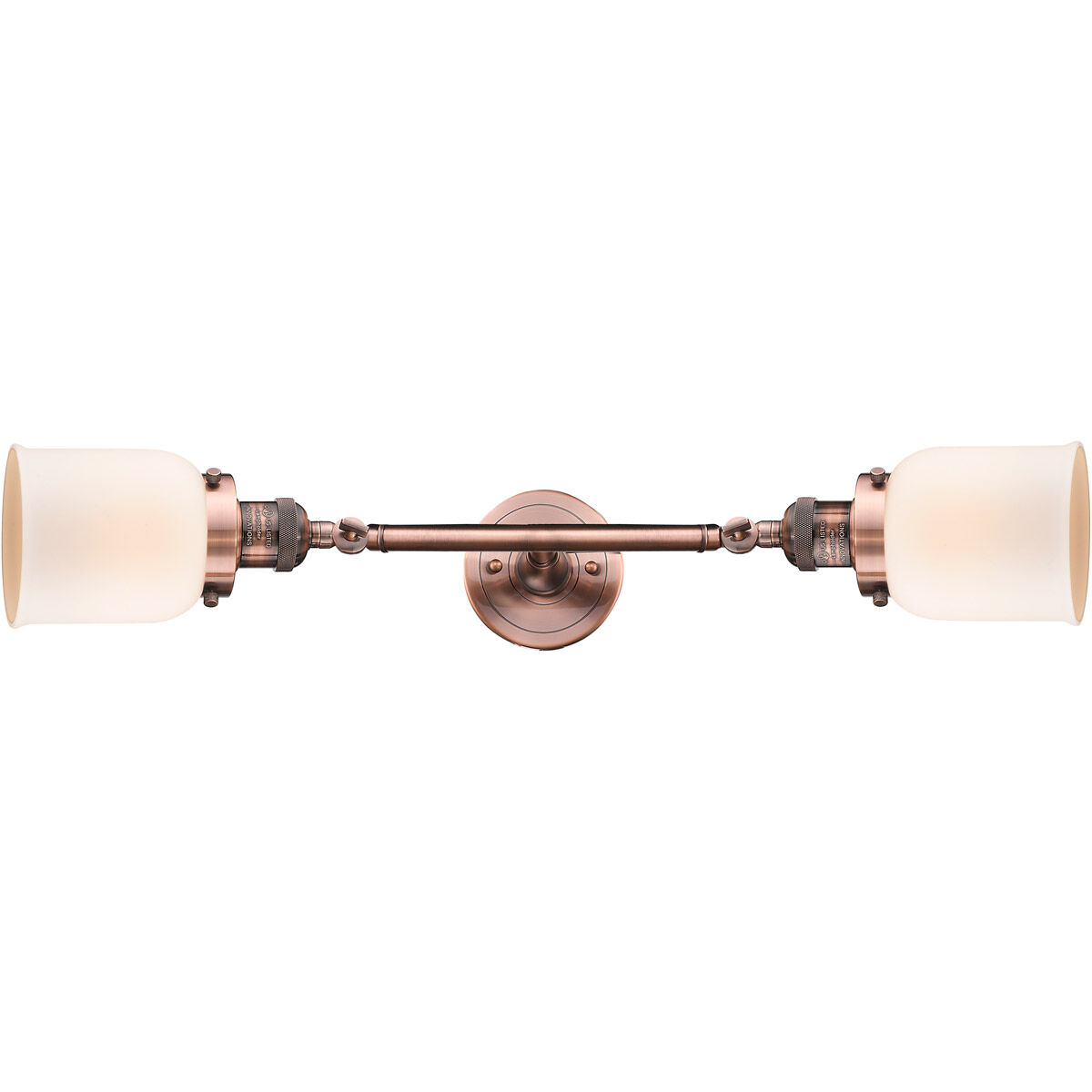 Franklin Restoration Small Bell LED 16 inch Antique Copper Bath Vanity Light Wall Light in Matte White Glass, Franklin Restoration