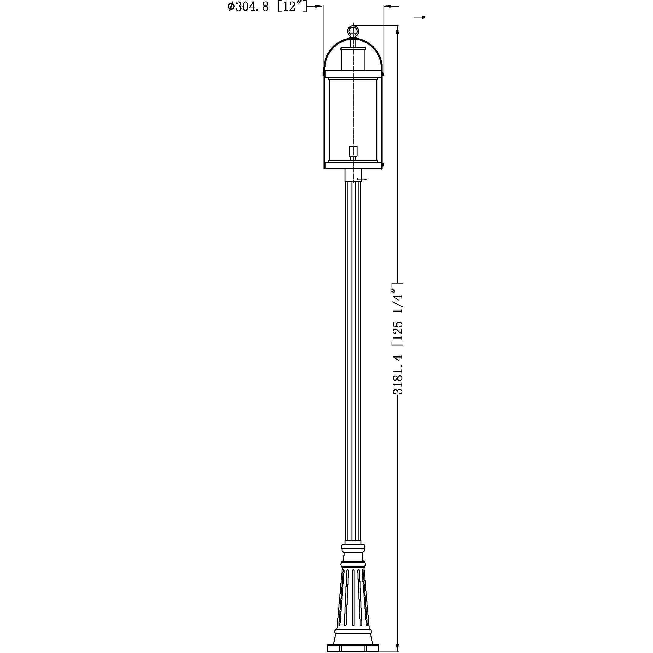 Roundhouse 1 Light 125.25 inch Black Outdoor Post Mounted Fixture