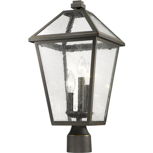 Talbot 3 Light 20 inch Oil Rubbed Bronze Outdoor Post Mount Fixture in Seedy Glass