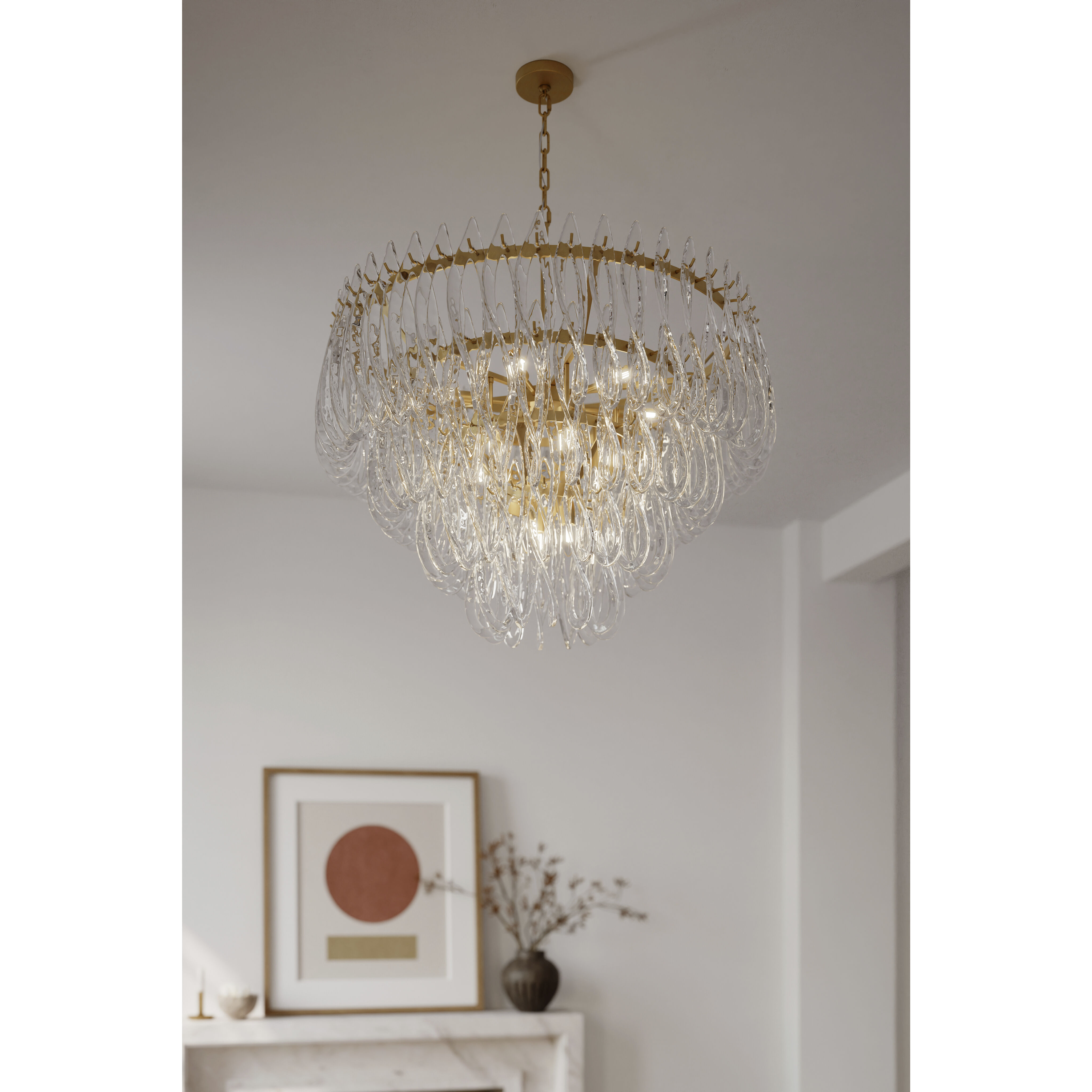 Glassara 15 Light 39.75 inch Legacy Brass Pendant Ceiling Light