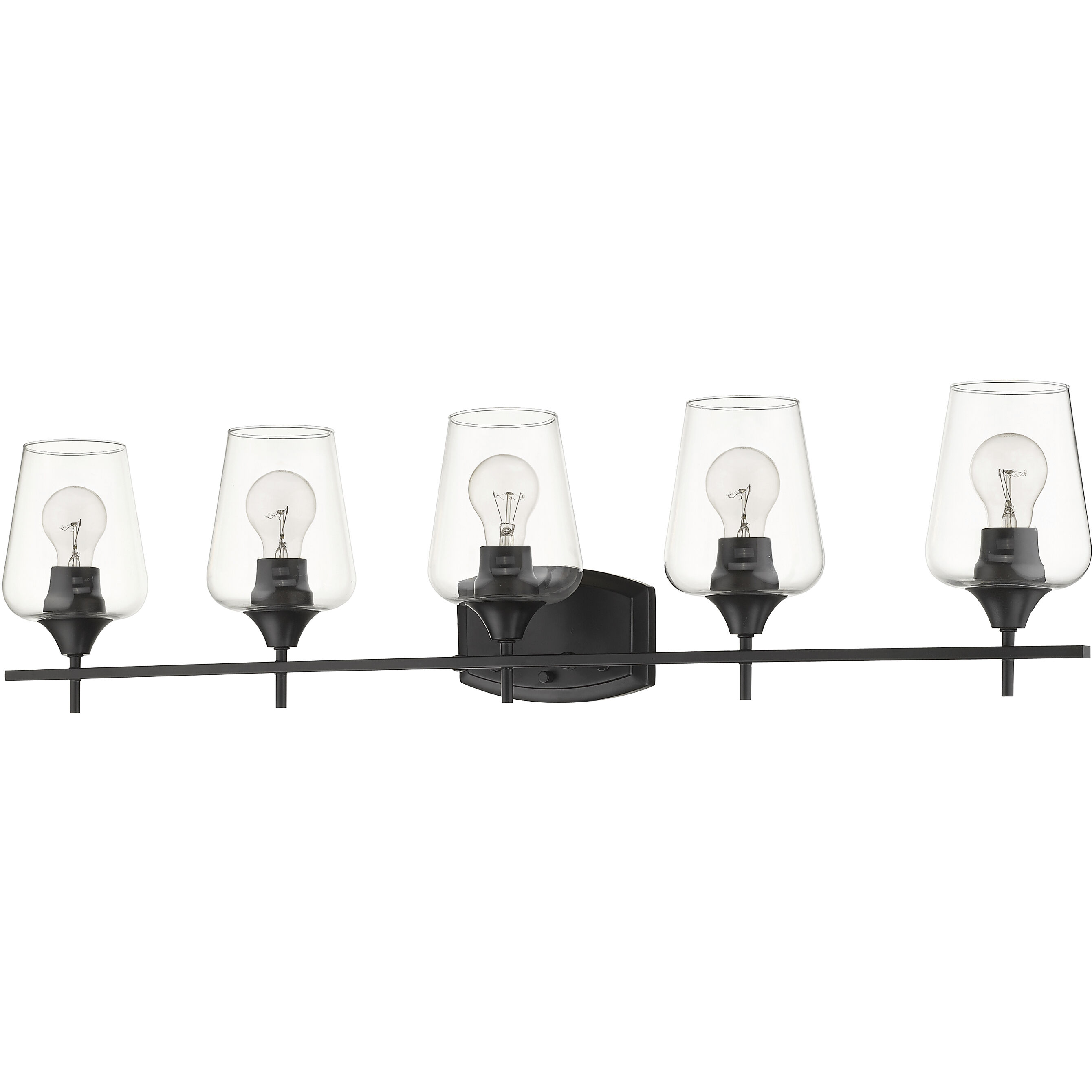 Joliet 5 Light 38 inch Matte Black Vanity Wall Light