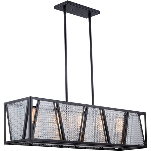 Oslo LED 36.75 inch Black and Natural Brass Linear Chandelier Ceiling Light
