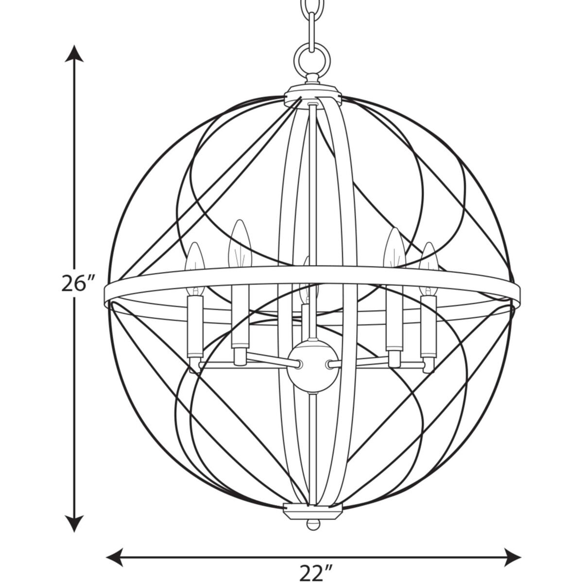 Brandywine 5 Light Silver Ridge Pendant Ceiling Light