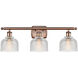 Ballston Dayton 3 Light 26 inch Antique Copper Bath Vanity Light Wall Light in Clear Glass, Ballston