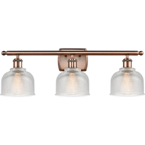 Ballston Dayton 3 Light 26 inch Antique Copper Bath Vanity Light Wall Light in Clear Glass, Ballston