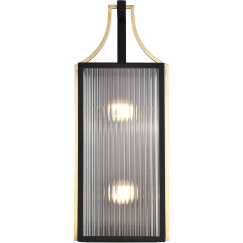 Holden 21.75 inch Black and Gold Outdoor Wall Light