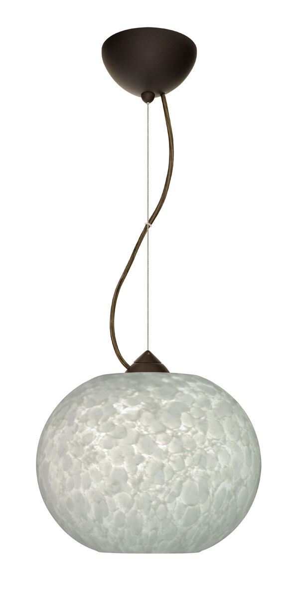 Luna 1 Light Bronze Pendant Ceiling Light in Carrera Glass, Incandescent