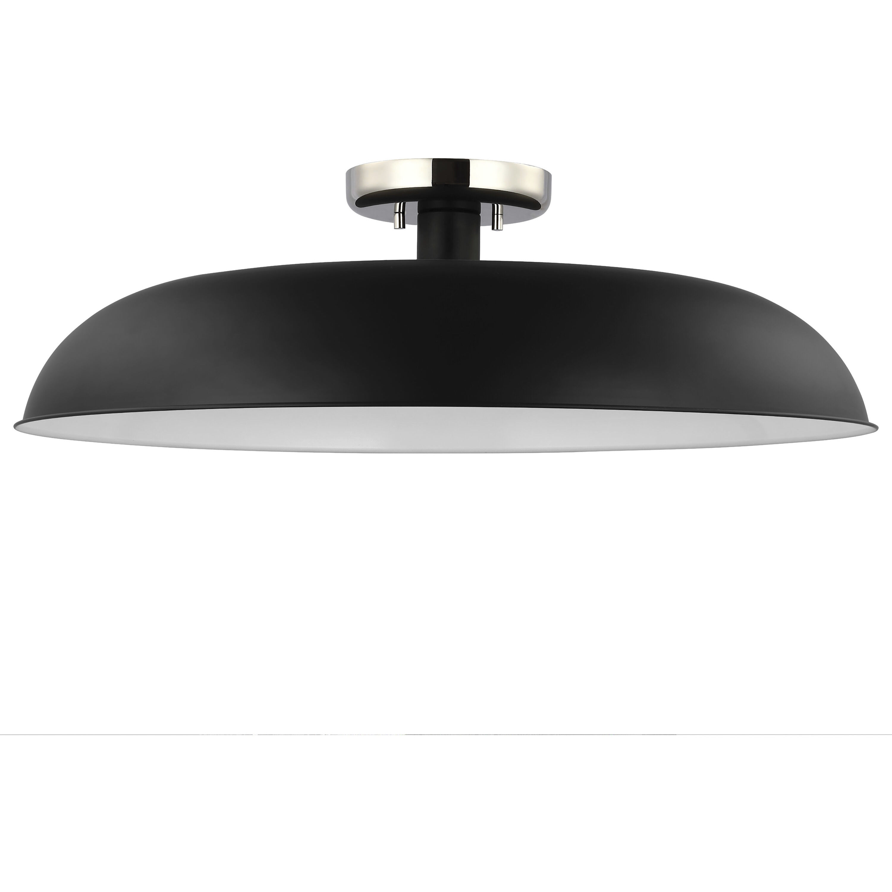 Colony 1 Light 24 inch Matte Black/Polished Nickel Semi Flush Ceiling Light