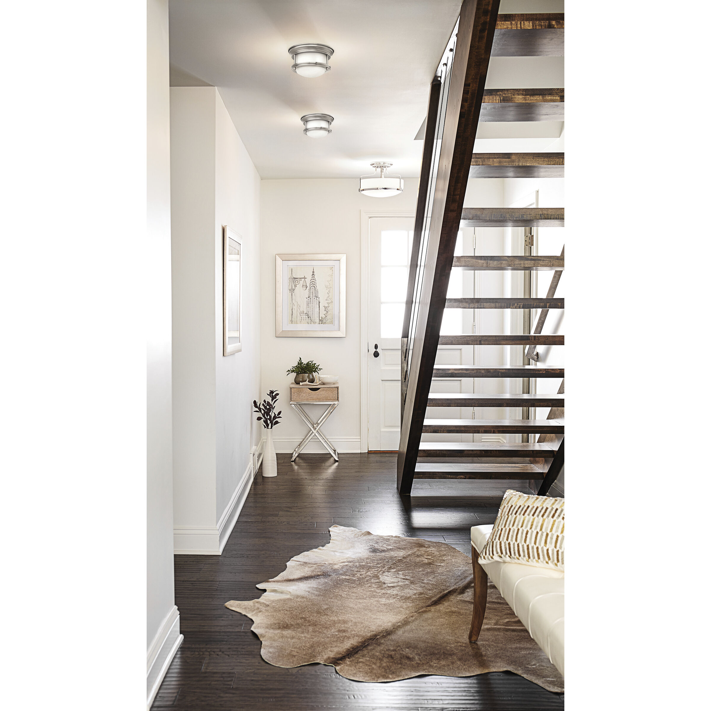 Hadley LED 7.75 inch Antique Nickel Indoor Flush Mount Ceiling Light