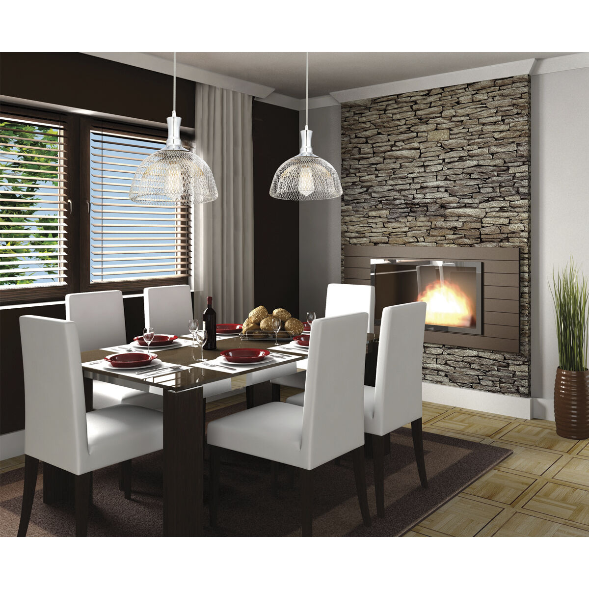 Filo 1 Light 18 inch Chrome Pendant Ceiling Light, Large