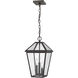 Talbot 3 Light 10 inch Oil Rubbed Bronze Outdoor Chain Mount Ceiling Fixture in Seedy Glass